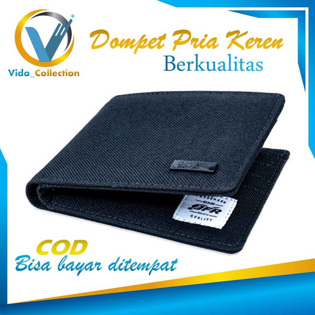Dompet laki laki Dompet lipat Dompet pria JFR Fashion Dompet Pria Bahan Kulit Canvas JP07 Hitam