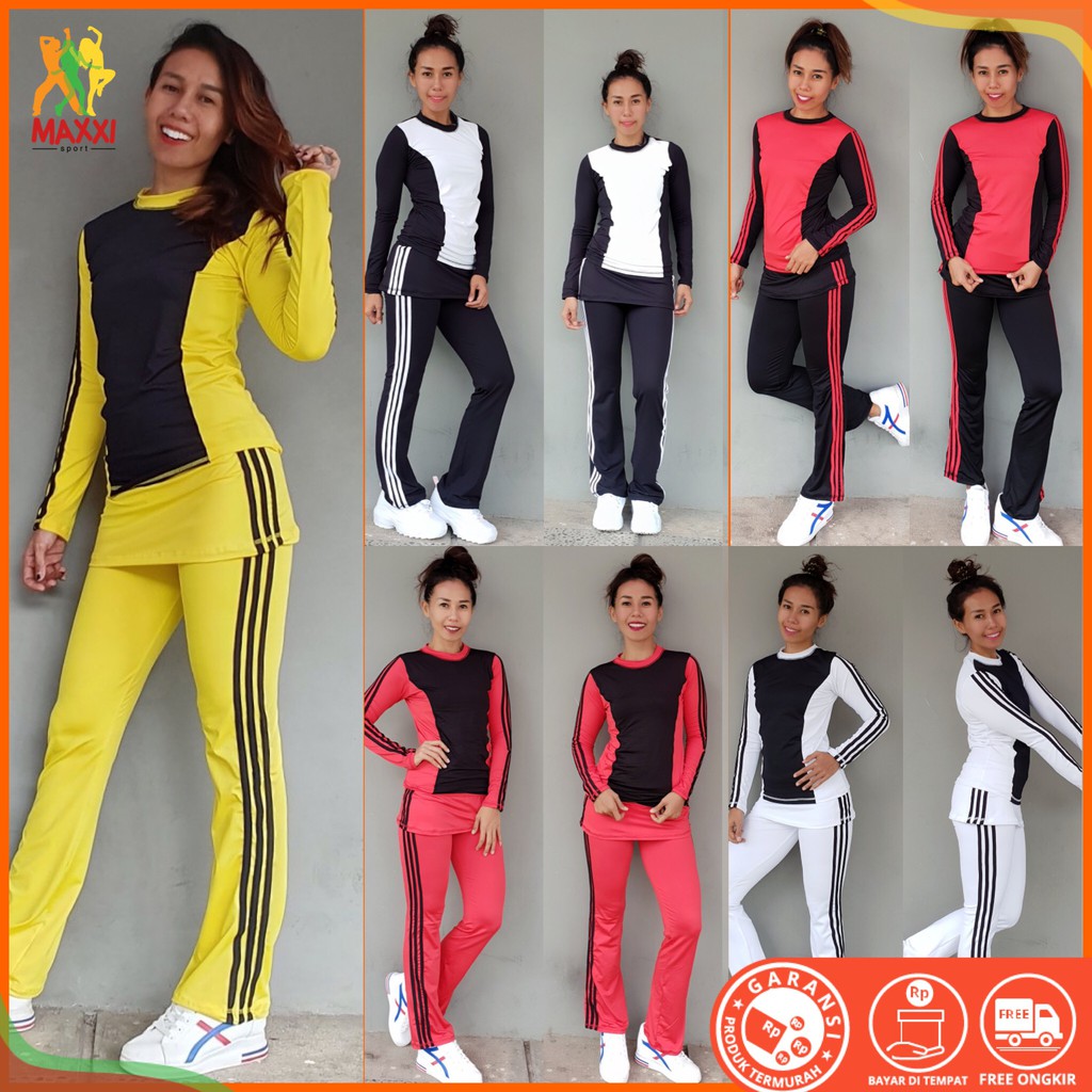  Baju  Senam  Setelan Aerobic Zumba  Fitness Cycling Hijab  