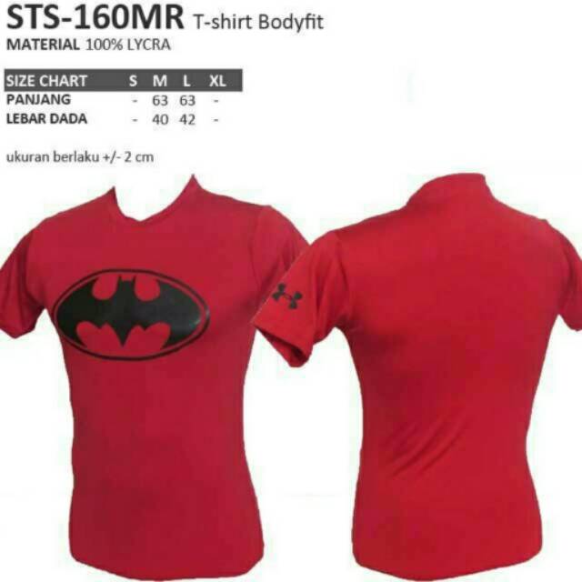 Kaos sport fitness bodyfit Batman merah