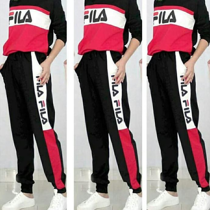 Setelan Tone Fila Seany - Hitam