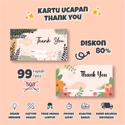 

ANL Paper Co Kartu Ucapan Thank You Card Sticker Olshop Custom Kartu Online Shop