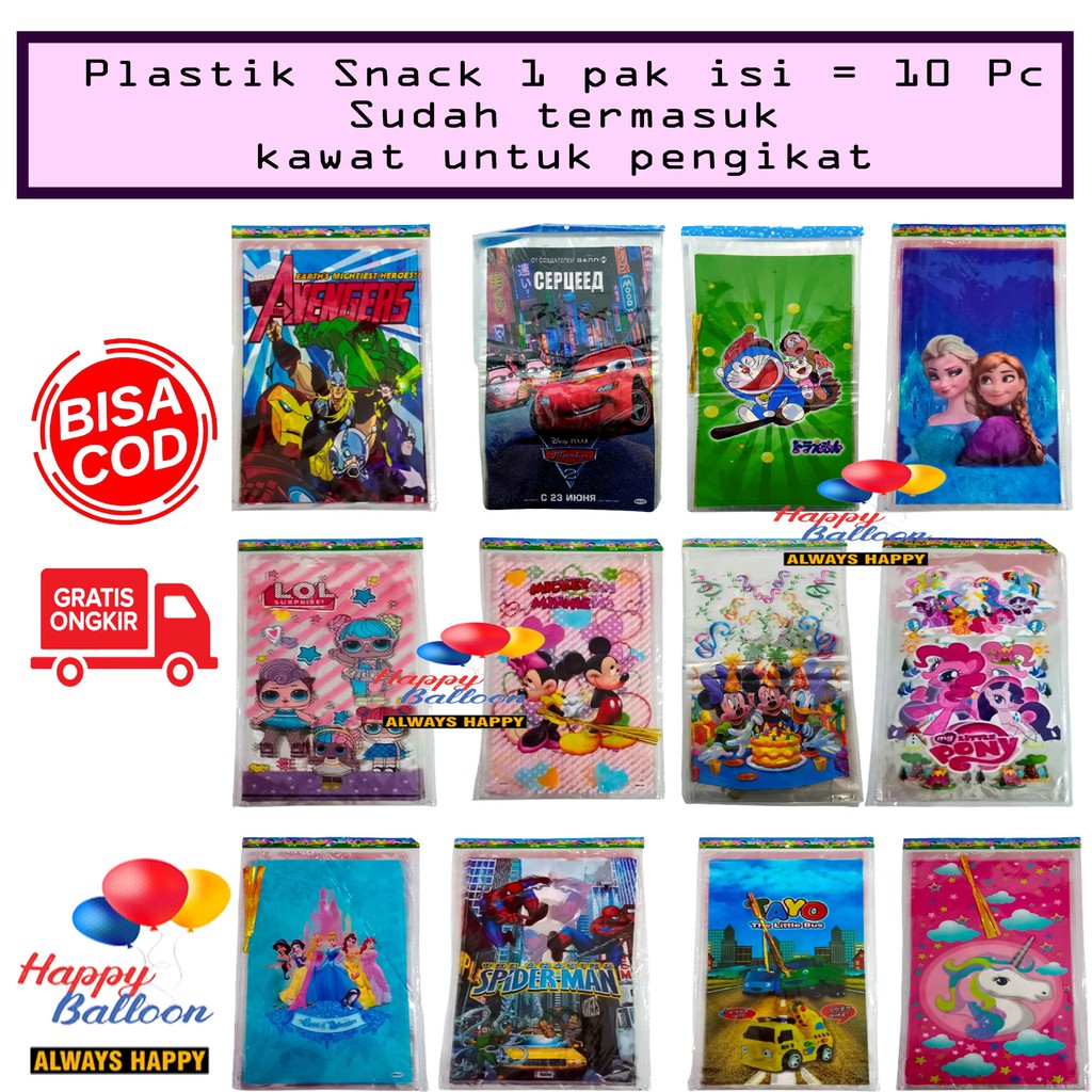 

Plastik Snack Karakter Besar dan kecil / Plastik Ulang Tahun / Plastik Souvenir Karakter