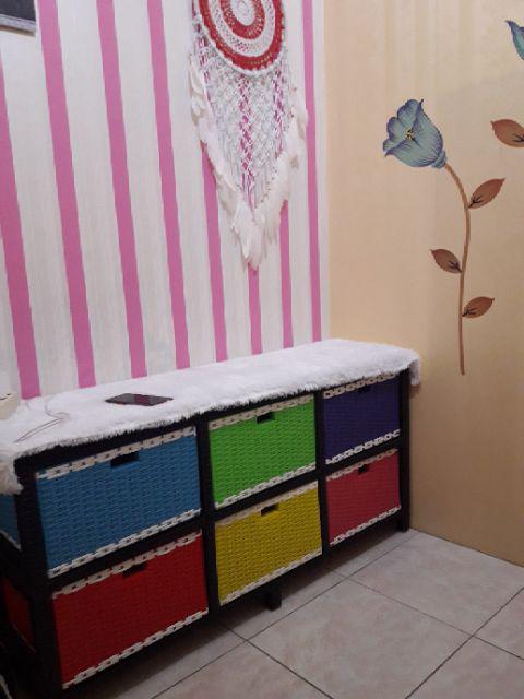 Lemari / Laci Rotan Sintetis Isi 6 Model Samping