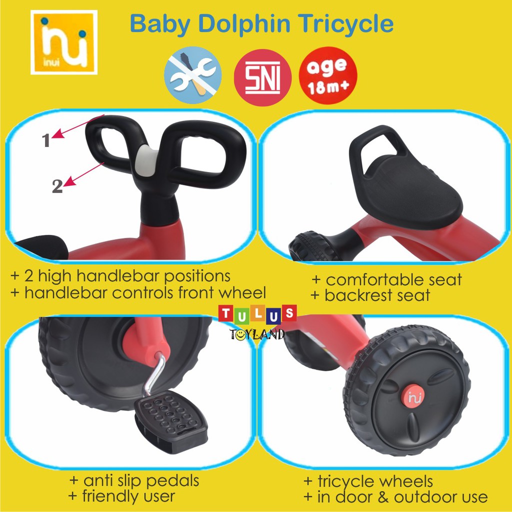 Sepeda Pedal Roda Tiga Inui Baby Dolphin Tricycle mini bike gowes anak kc 117 murah kc117