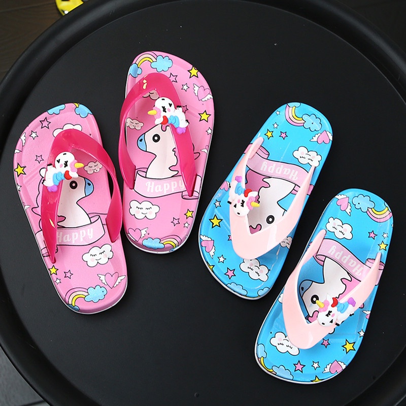 HappyOliver SANDAL JEPIT UNICORN Sandal Japit Anak Perempuan Bahan Karet Model Lucu 0-5 Tahun Import