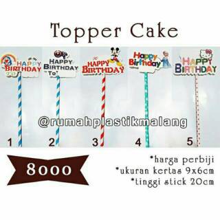 Cake topper acrylic hiasan tancapan kue  tart happy 