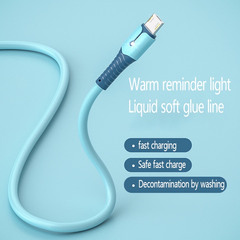 Kabel Data / Charger Usb Bahan Silikon Dengan Lampu Untuk Iphone / Ipad / Airpods