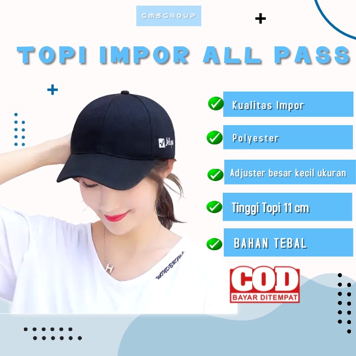 Topi  Impor Trendy Unisex  SIMPLE ALL PASS topi baseball Golf