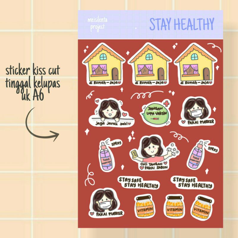 

STICKER DECO KISS CUT / STIKER PROTOKOL KESEHATAN CORONA JURNAL SCRAPBOOK LUCU BY MEISILENTA PROJECT