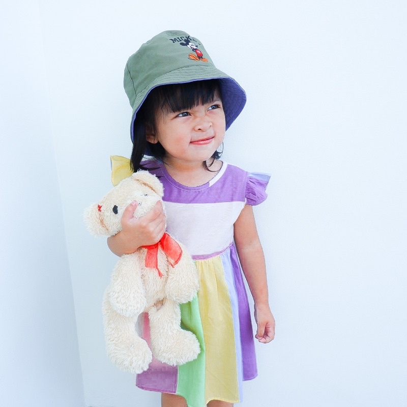 Bucket Hat Anak Polos Topi Rimba Topi Piknik Kupluk Anak Bayi Laki Laki Cowok Perempuan Kids Mickey Mouse