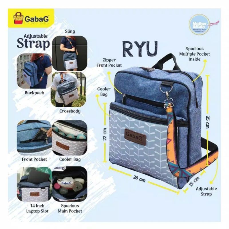 Myg - Gabag RYU Cooler Bag - FREE 2 Ice Gel - Tas Bayi - Pendingin