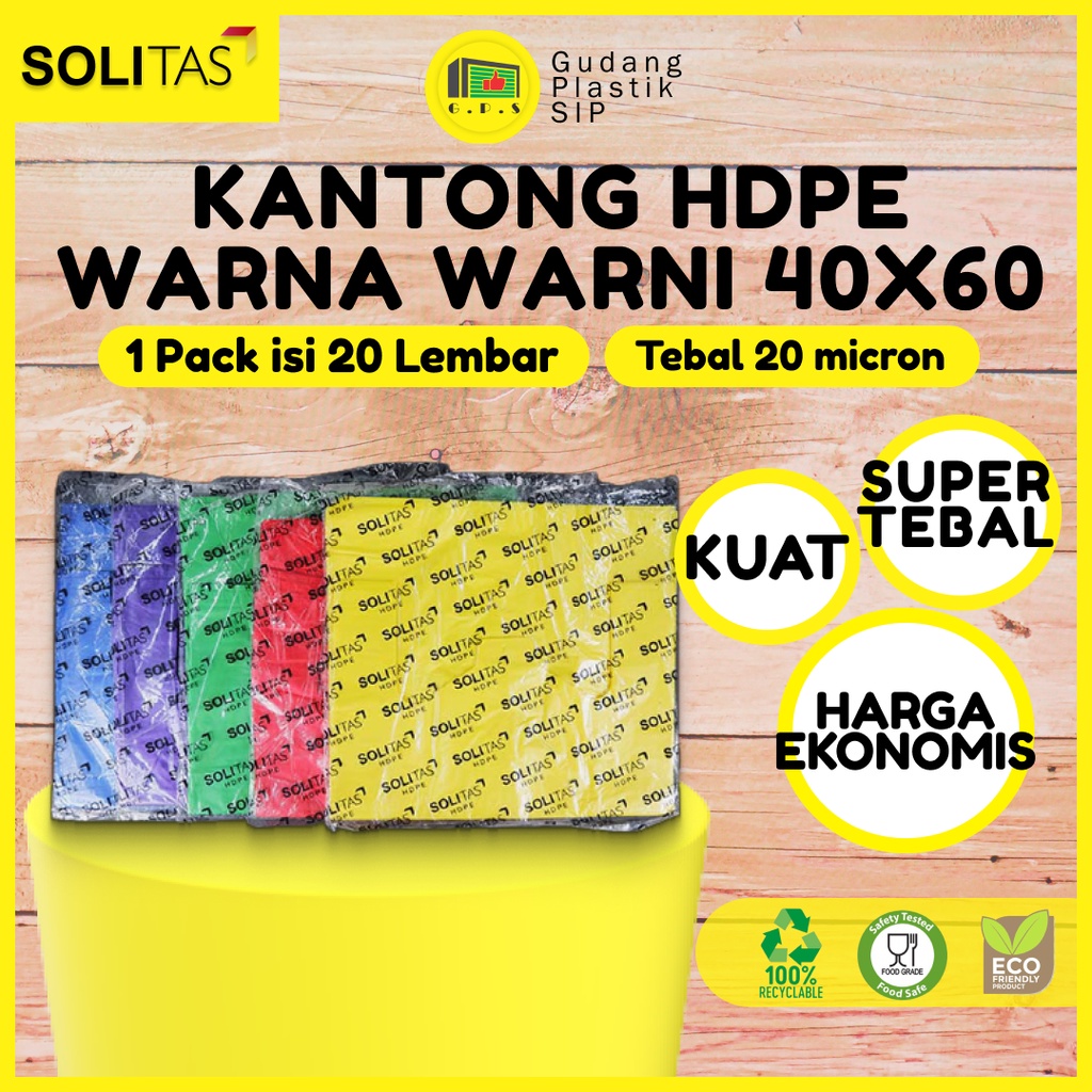 Kantong Plastik Kresek Warna-Warni Tebal UK 40x65 HDPE