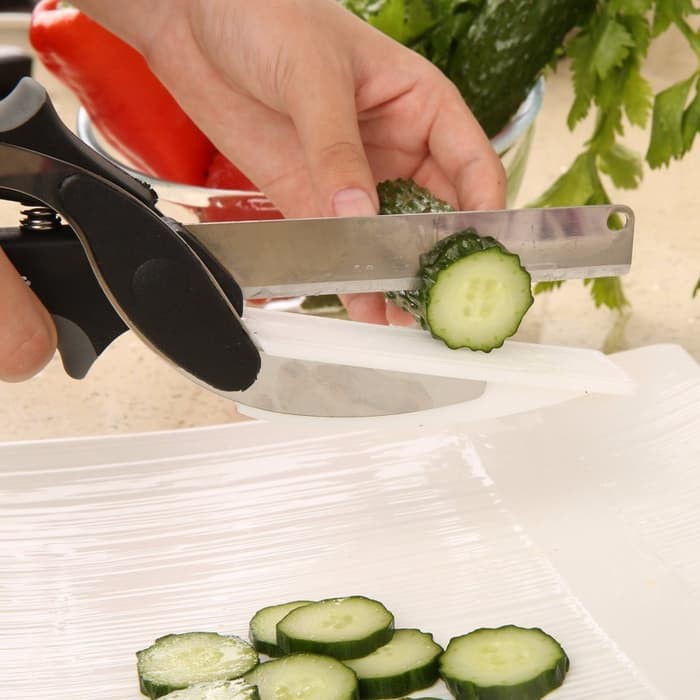 PISAU GUNTING TALENAN MULTIFUNGSI CLEVER CUTTER 2IN1 / MASAK IKAN BUAH SAYUR ORIGINAL VA40