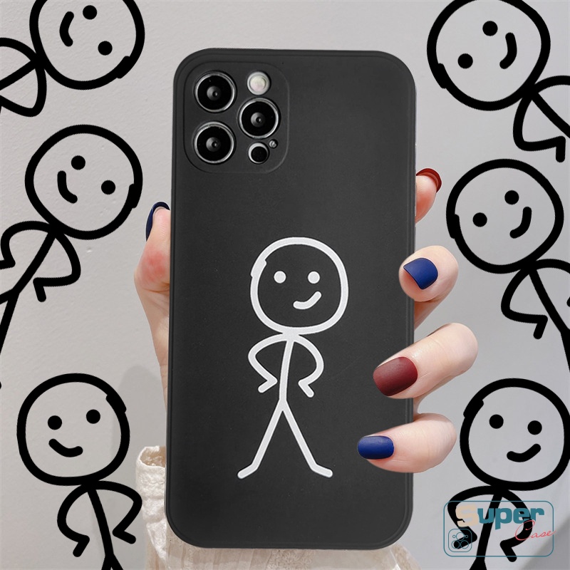 Infinix Hot 9 12 10 11 Play 12pro Smart 4 5 6 Plus Hot 11s 9 10t 10s 12i 20 20s 12 11 8 10Lite Note 12 2023 11 12 G96 8 Couple Soft Tpu Cartoon Matchstick Man Straight Edge Cover