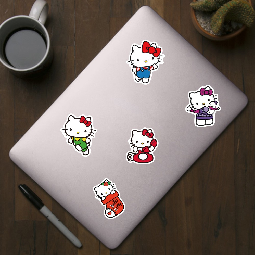 50pcs Stiker Motif Hello Kitty Bahan PVC Untuk Laptop Skateboard Mobil Motor Kulkas