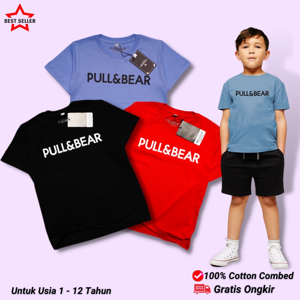 PIL-01 Kaos anak laki-laki dan perempuan umur 1 - 12 tahun| Baju Setelan atasan anak tanggung| Pakaian anak-anak distro keren motif simple| Kaos katun combed 30s