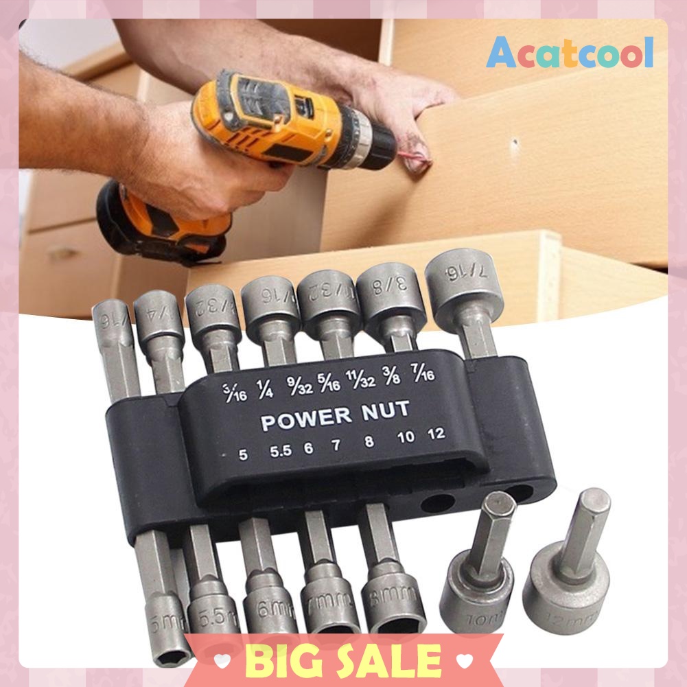 14pcs Torque Wrench Hex Socket Sleeve Head Bits Set 5-12mm Spanner Key Grip