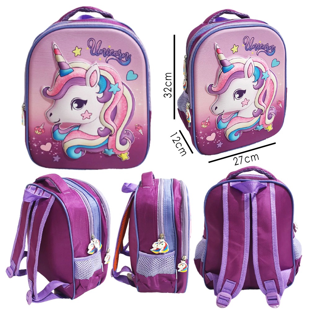 PROMO 10.10 RANSEL TIMBUL TERMURAH Tas Anak Sekolah TK Perempuan LILAC MAHKOTA LILY 3D TIMBUL IMPORT