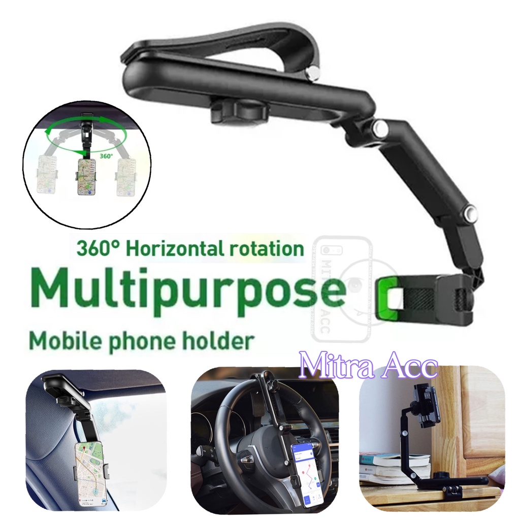 Car Holder HP Sun Visor Dudukan Handphone GPS 360 Sunvisor Mobil