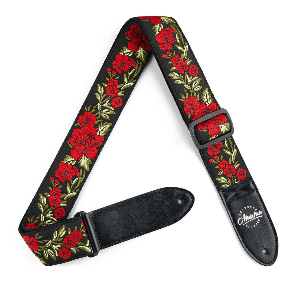 Amumu CO22J-RD Strap Gitar motif Rose Flower