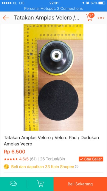 Tatakan amplas Velcro 4&quot; / Pad Amplas / sanding pad / pad velcro