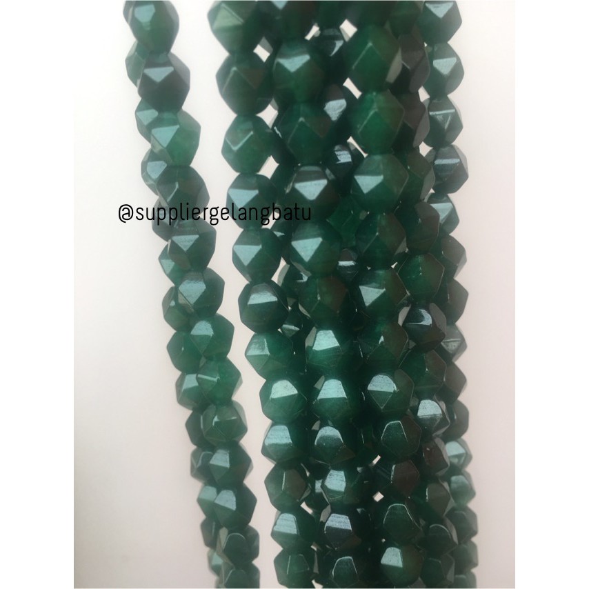 batu faceted hexagon Stone 8mm giok tua jade akik bahan gelang kalung craft bahan aksesoris grosir