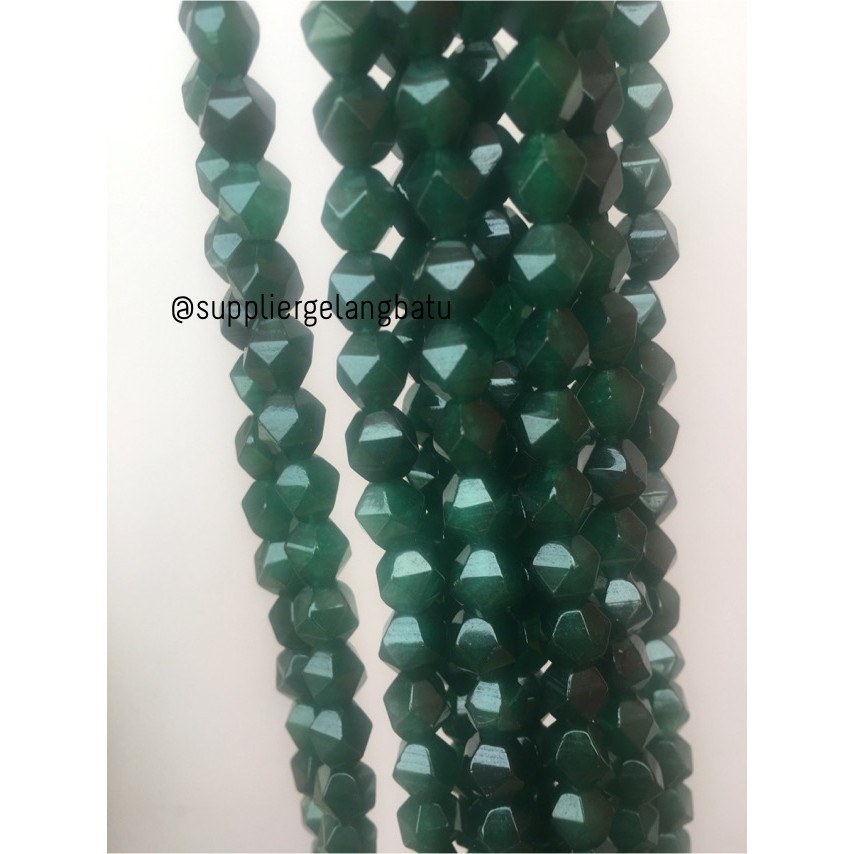 batu faceted hexagon Stone 8mm giok tua jade akik bahan gelang kalung craft bahan aksesoris grosir