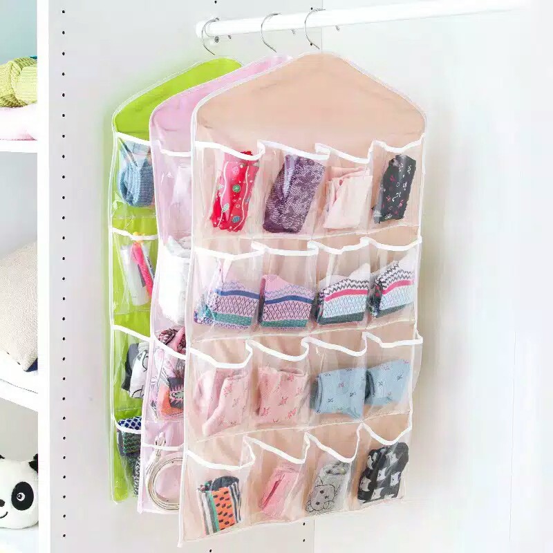 Pouch Hanging Organizer 16 Sekat Korean Underwear Pouch Rak Gantung Serbaguna