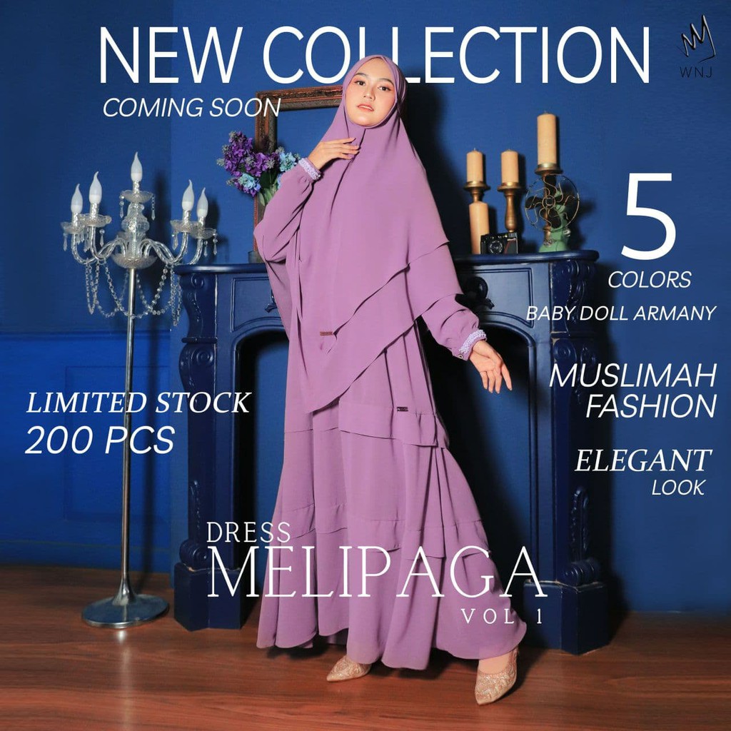 Gamis MELIPAGA Dress Syari Polos Premium WNJ Wanoja Hijab