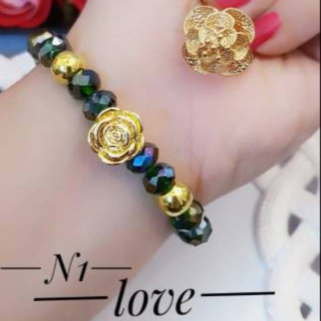 gelang cincin batu mawar lapis emas 24k 2810