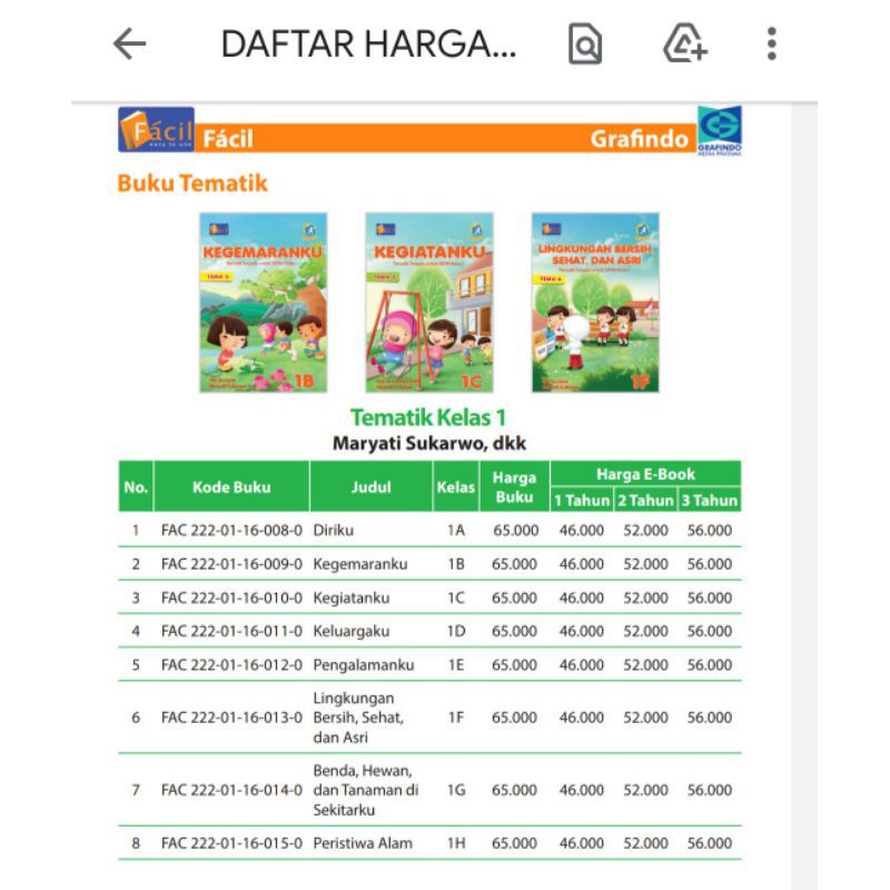 Buku Grafindo Kelas 1