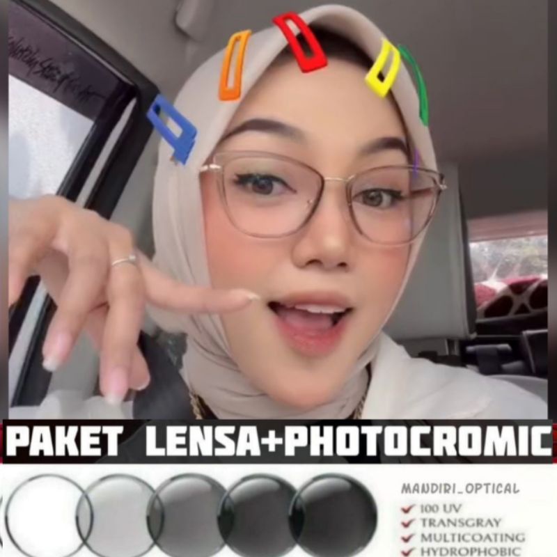 kacamata wanita cat eye photocromic minus anti radiasi