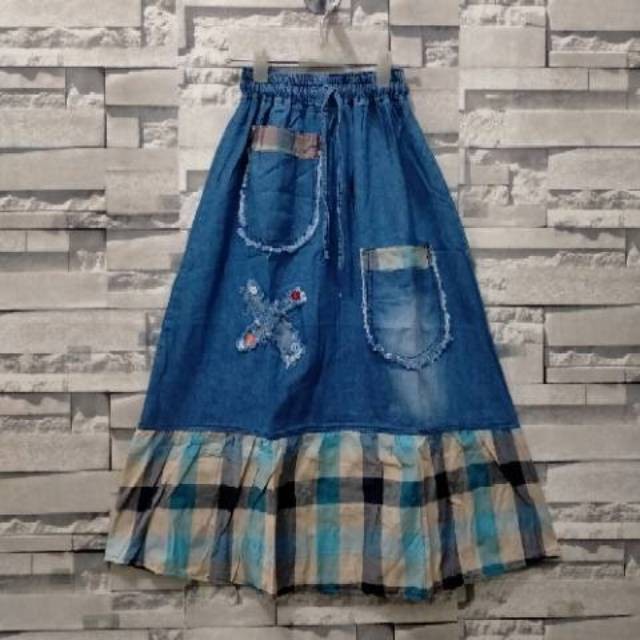Rok jeans panjang anak usia 9 tahun rok anak /rok levis /rok terlaris/bawahan levis/rok bawhan