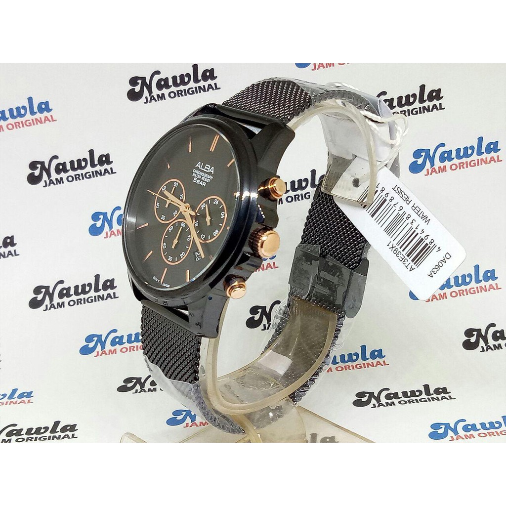 Alba Quartz AT3E39X1 Chronograph Black Shark Mesh - Jam Tangan Pria AT3E39