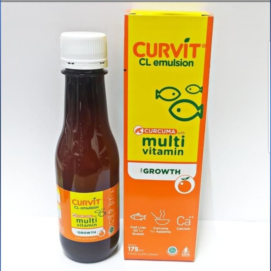 CURVIT CL Emulsion Growth Syrup 175 ML - Sirup Suplemen Peningkat Nafsu Makan Daya Tahan Tubuh Perkembangan Otak Pertumbuhan Anak