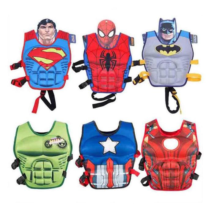 Jaket Pelampung Renang rompi pengaman karakter model superhero aktivitas outdoor diving berenang aman safety simple praktis strap