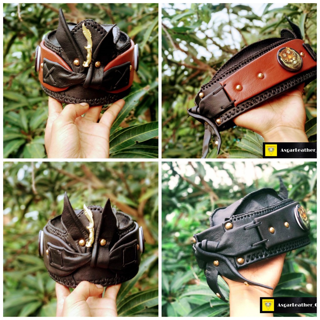 Ikat Kepala Blangkon Sunda Kulit Asli Barangbang semplak Udeng Kulit Asli Tanjak kujang siliwangi