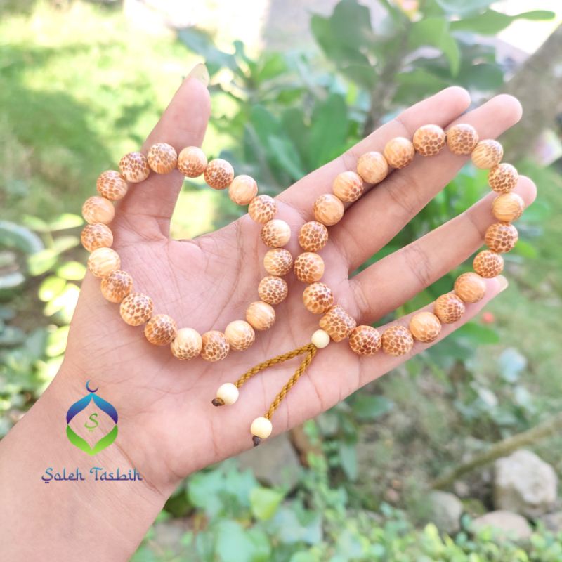 Gelang Kayu Liwung Putih/Nibung Size 9mm Dan 10mm, Model Bulat