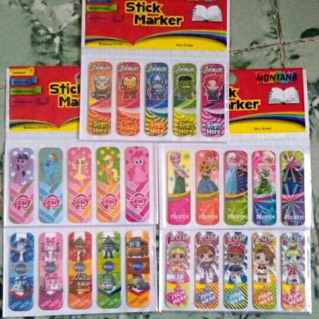 

Stick marker pembatas buku dengan motif yang lucu