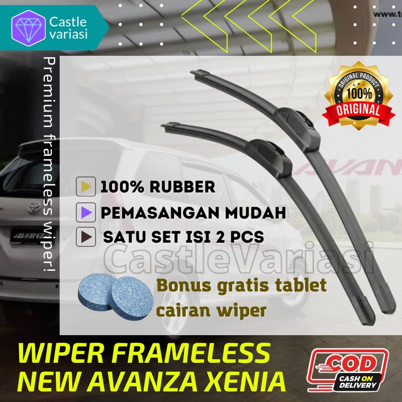 wiper mobil all new avanza xenia frameless model pisang pembersih kaca mobil all new grand new avanz