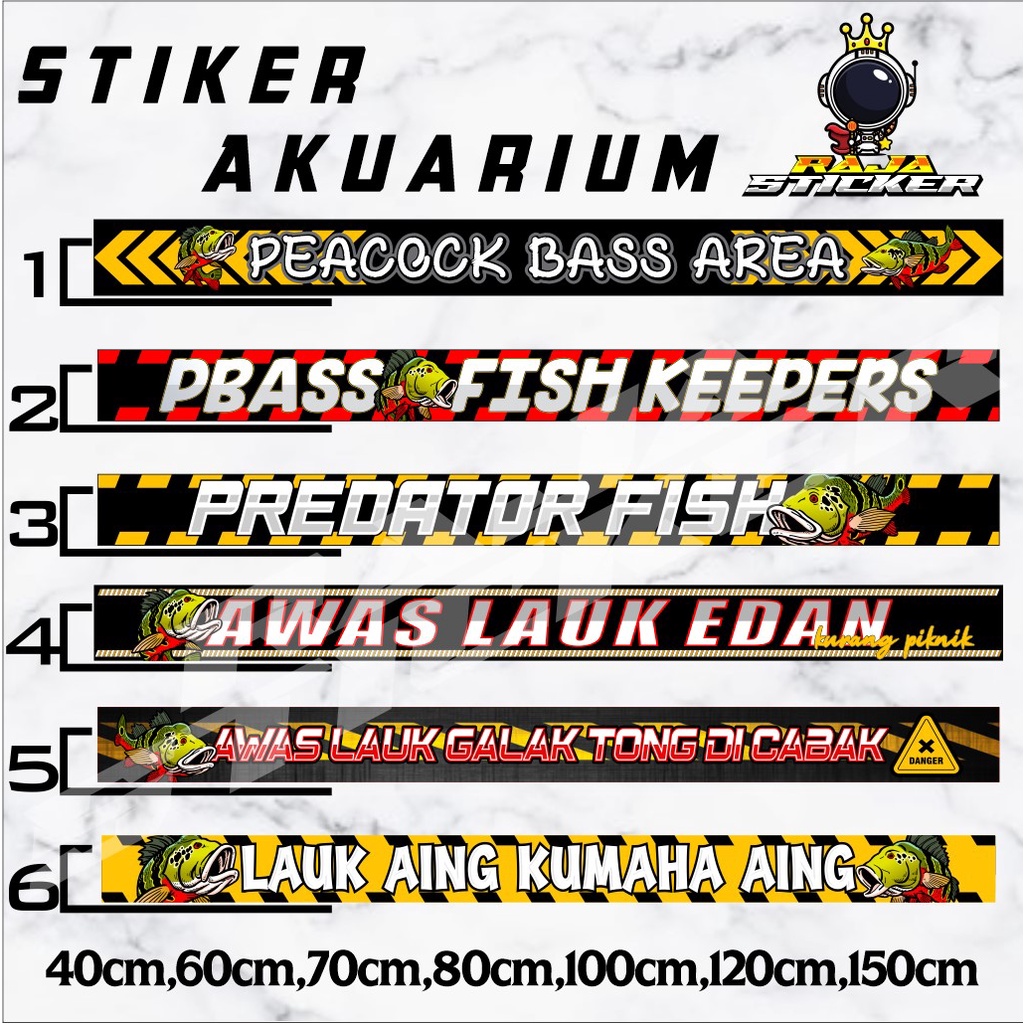 Stiker Aquarium  Ikan PBASS PEACOCK BASS AWAS Ikan Galak STICKER Kaca Aquarium Predator Waterproof -