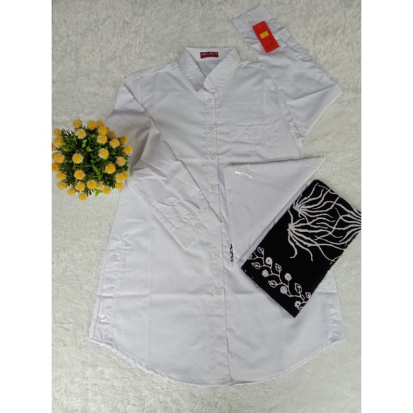 SETELAN TUNIK AL MYA PUTIH// SETELAN SANTRIWATI PUTIH SARUNG GLOYOR