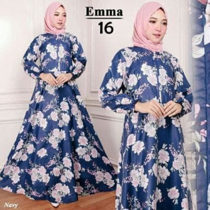 Gaun / dress wanita / cewe BR14630 X26 MAXI EMMA 16 NAVY BAJU MAXY  MUSLIM WANITA DEWASA - Navy untu
