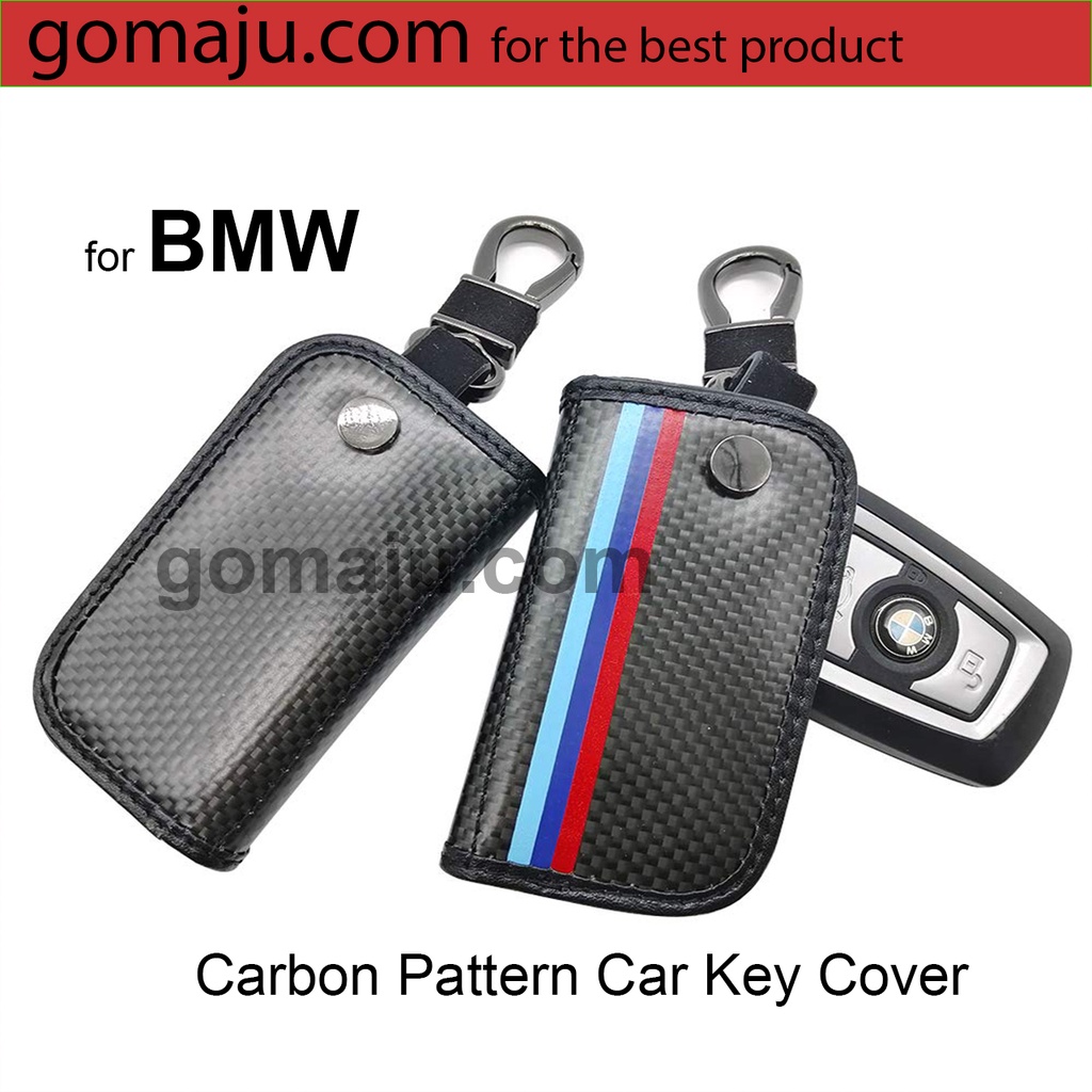COVER KUNCI LEATHER BMW CARBON BLACK 3 STRIP SARUNG KUNCI BMW F30/320/330