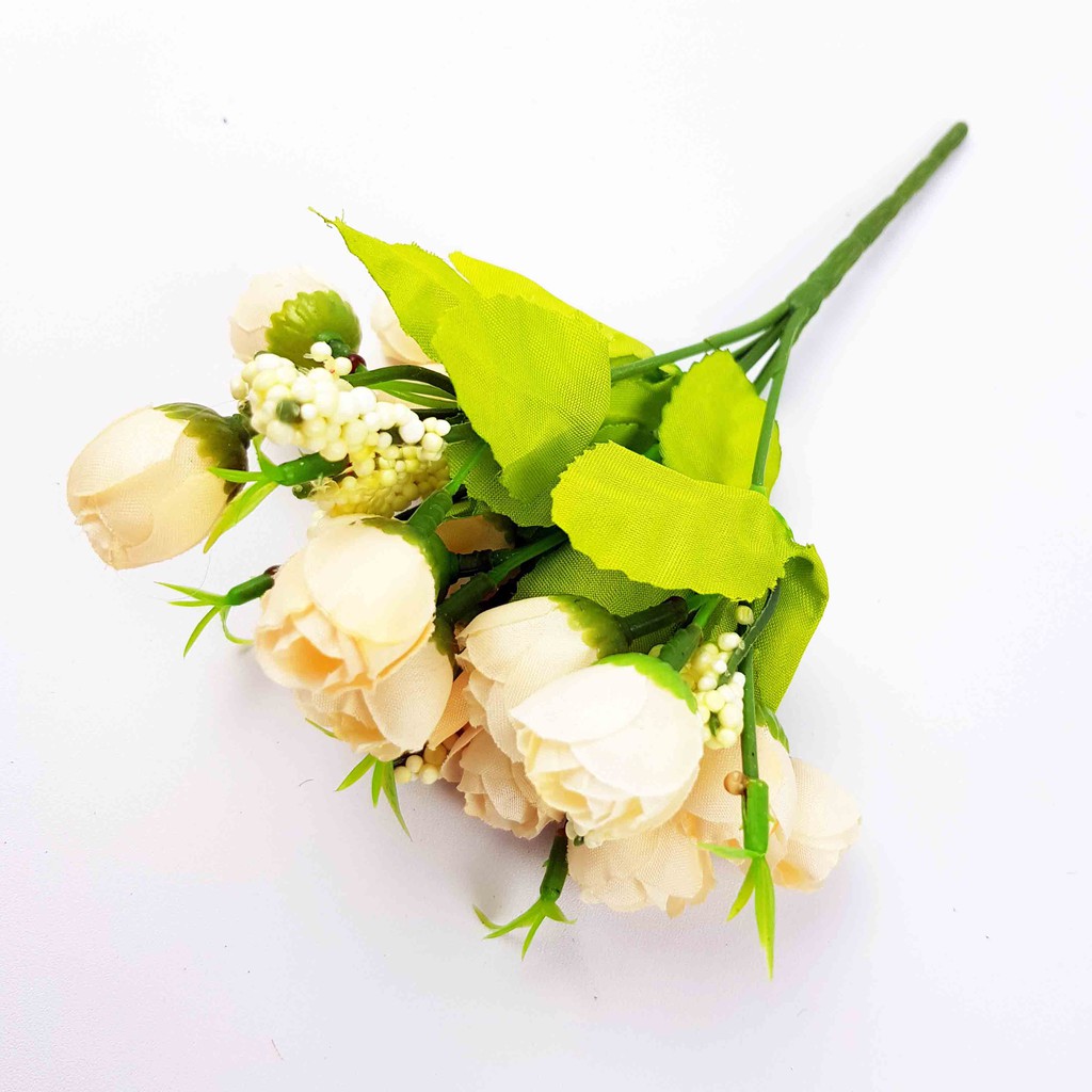 Bunga Mawar Artifisial 25 cm / Bunga Palsu/ Bunga Artificial/ Bunga Dekorasi-Broken White