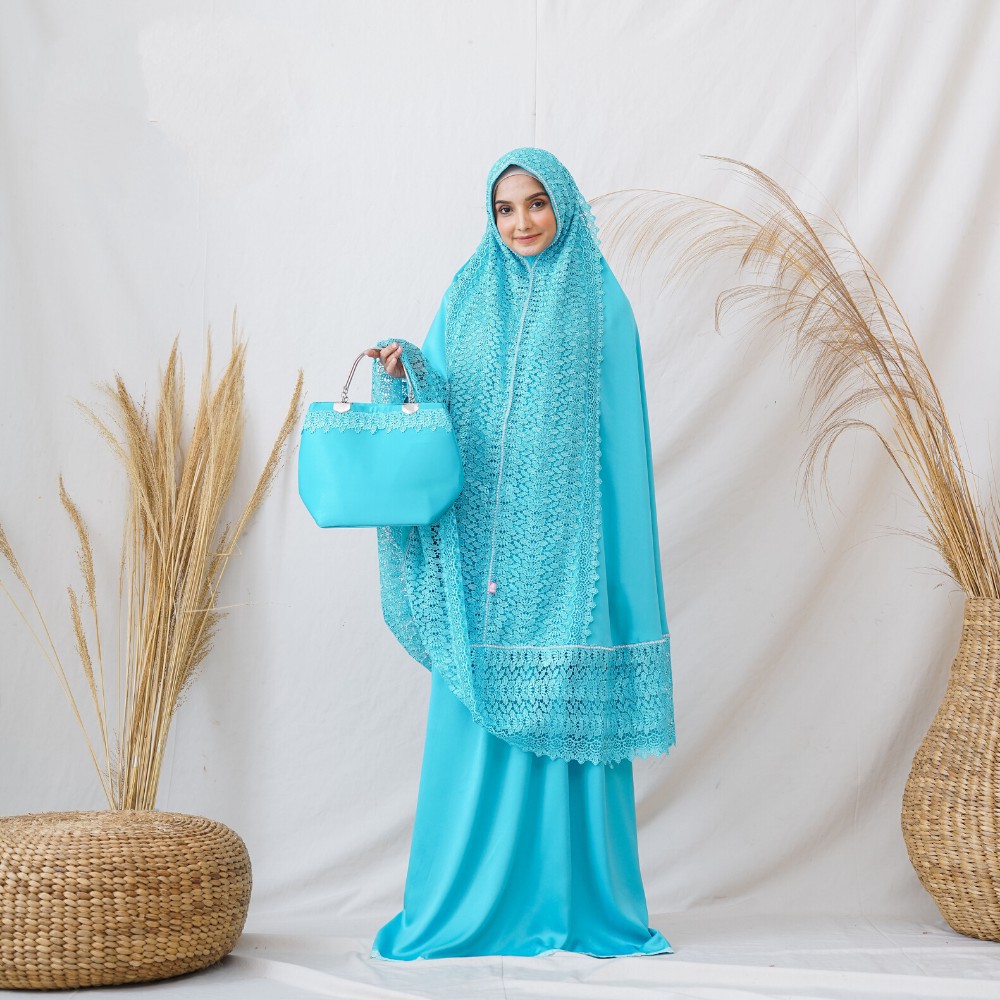 Mukena Dewasa Mukena Brukat Mewah Jumbo Satin Velvet Lace Silvia