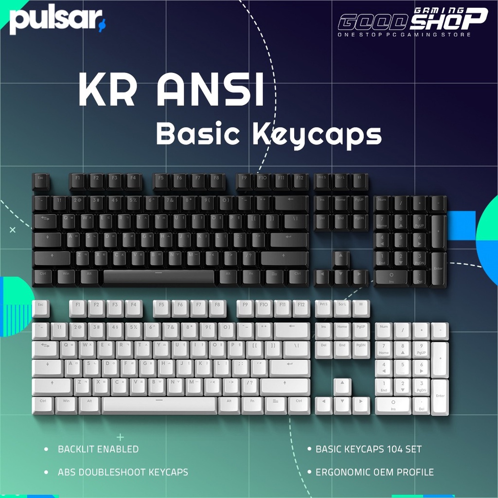 Pulsar Basic KR ANSI - ABS Doubleshot - Keycaps (104 Set US KR)