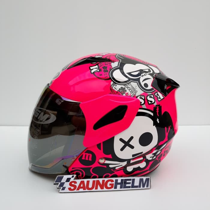 HELM GM FIGHTER MOTIF SPEAK UP PINK FLUO