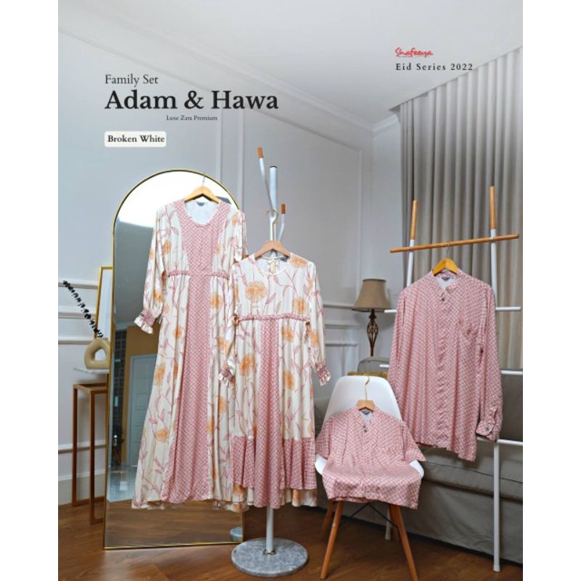 GAMIS COUPLE SARIMBIT SHAFEEYA 2022  HAWA ADAM DRESS GAMIS PUTIH BIG SIZE XL