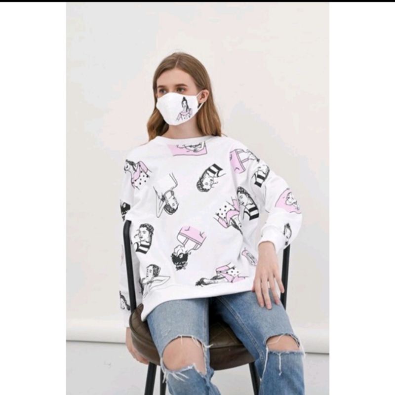 Zara girl full print sweater + mask